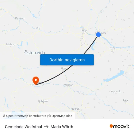 Gemeinde Wolfsthal to Maria Wörth map