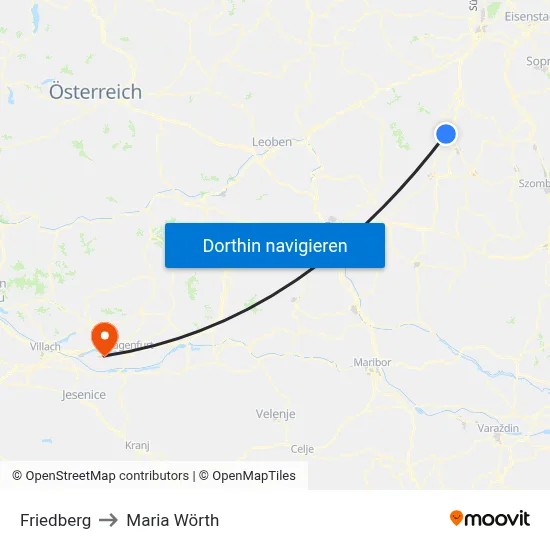 Friedberg to Maria Wörth map