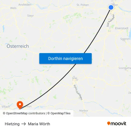 Hietzing to Maria Wörth map