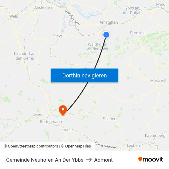 Gemeinde Neuhofen An Der Ybbs to Admont map