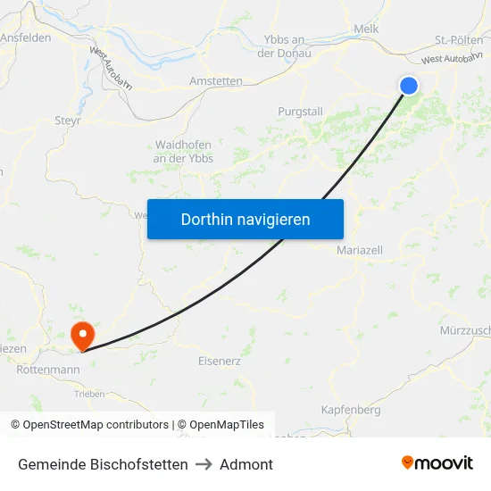 Gemeinde Bischofstetten to Admont map