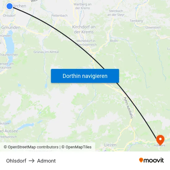 Ohlsdorf to Admont map