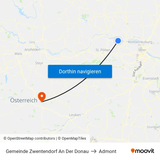 Gemeinde Zwentendorf An Der Donau to Admont map