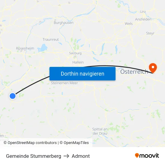 Gemeinde Stummerberg to Admont map