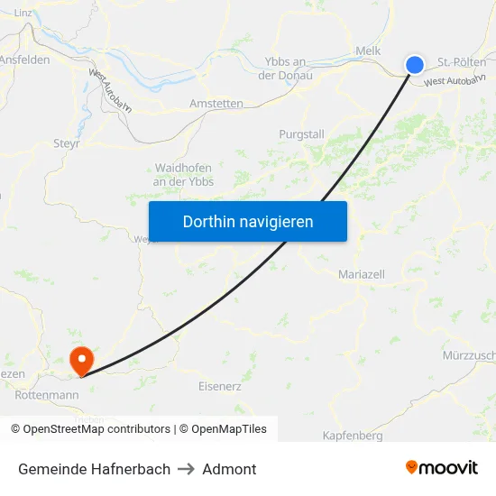Gemeinde Hafnerbach to Admont map
