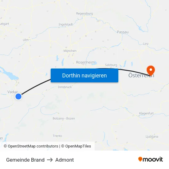 Gemeinde Brand to Admont map