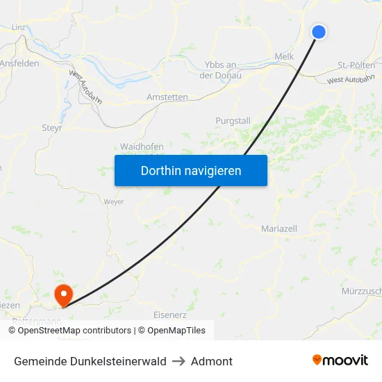 Gemeinde Dunkelsteinerwald to Admont map