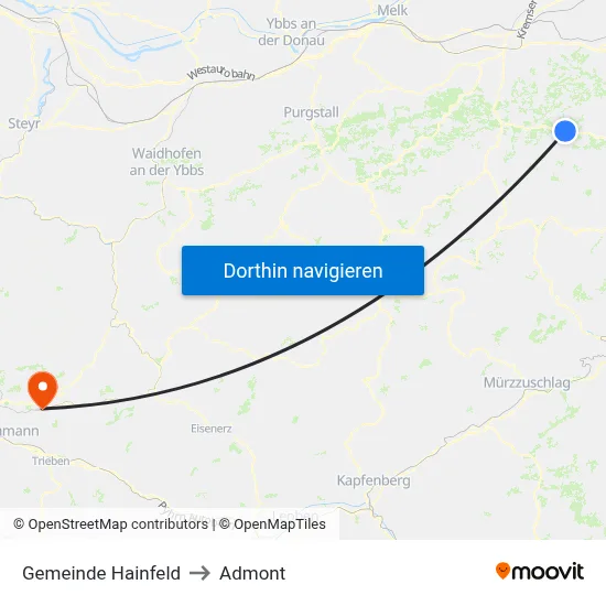 Gemeinde Hainfeld to Admont map