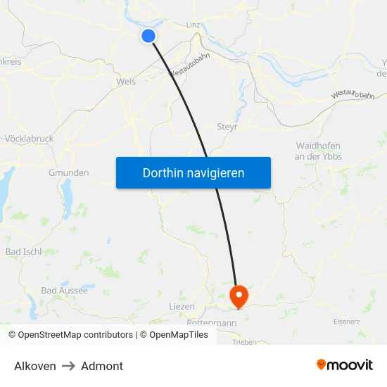 Alkoven to Admont map