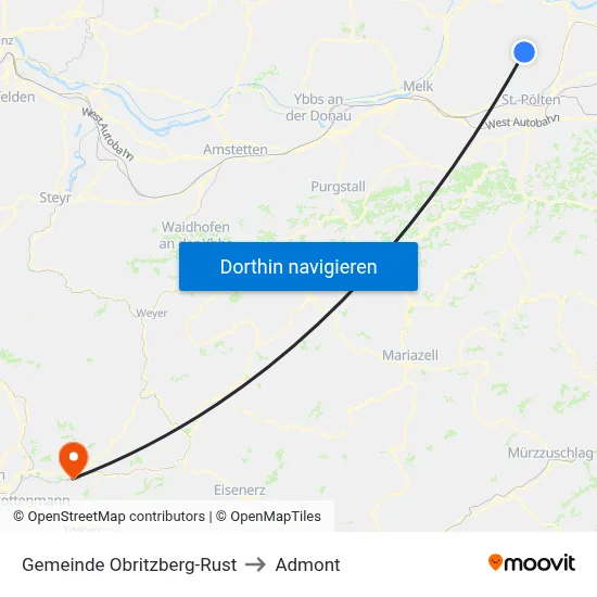 Gemeinde Obritzberg-Rust to Admont map