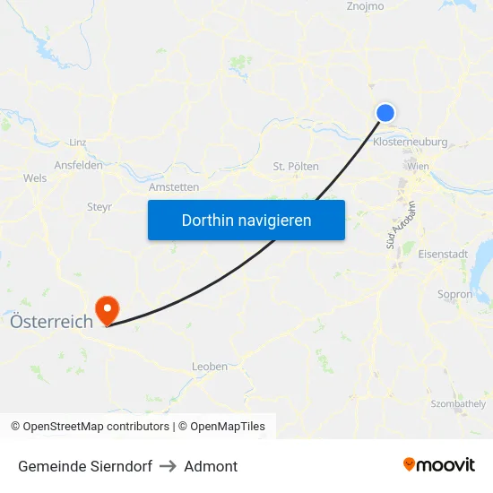 Gemeinde Sierndorf to Admont map