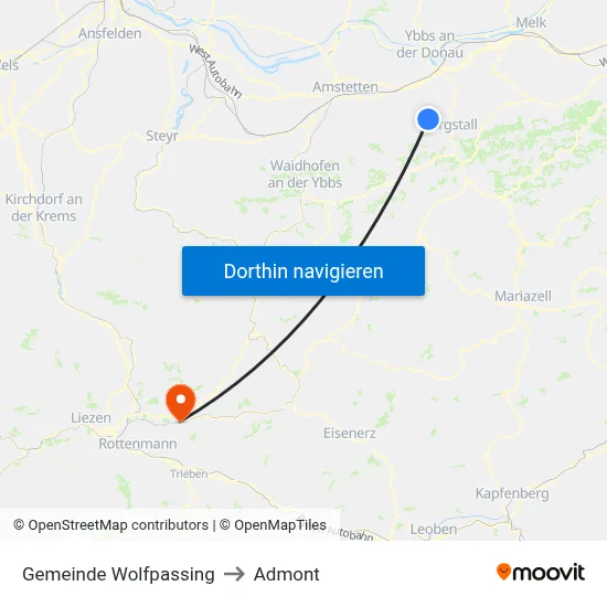 Gemeinde Wolfpassing to Admont map
