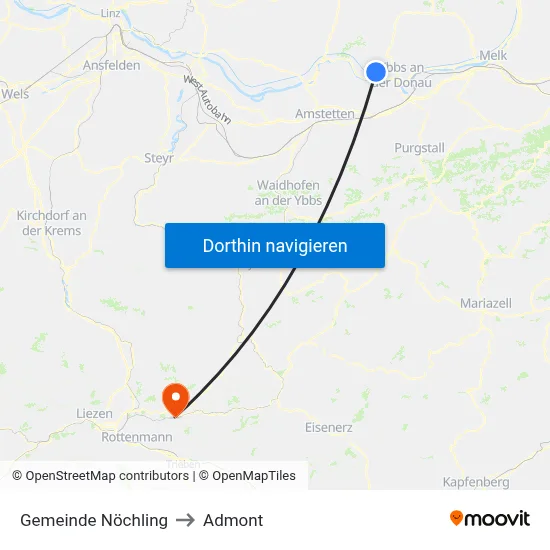 Gemeinde Nöchling to Admont map