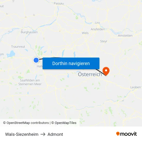 Wals-Siezenheim to Admont map