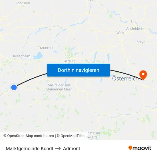 Marktgemeinde Kundl to Admont map