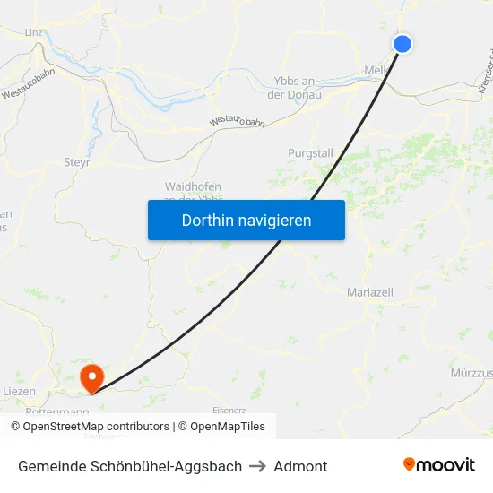 Gemeinde Schönbühel-Aggsbach to Admont map