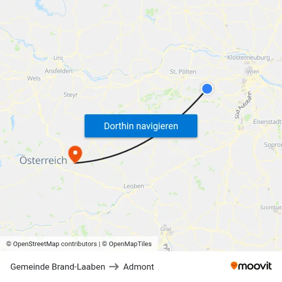 Gemeinde Brand-Laaben to Admont map