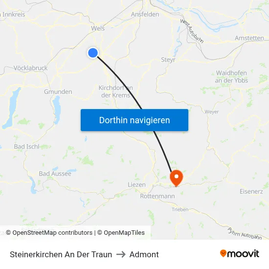 Steinerkirchen An Der Traun to Admont map