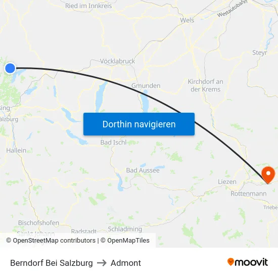 Berndorf Bei Salzburg to Admont map