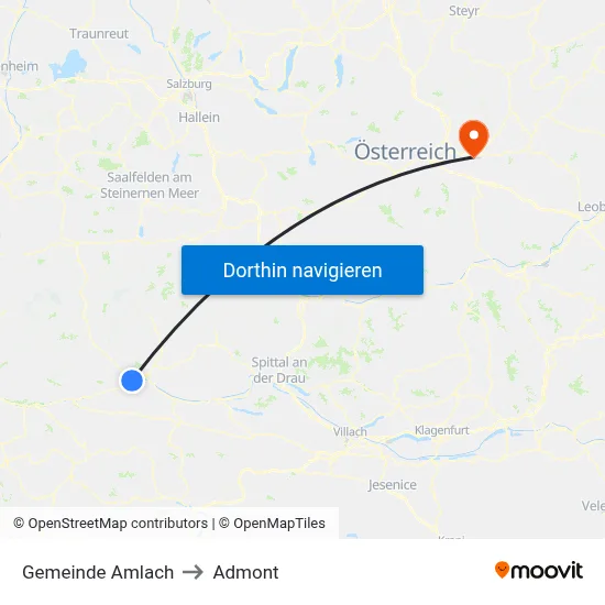 Gemeinde Amlach to Admont map