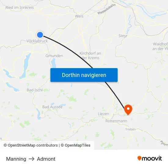 Manning to Admont map