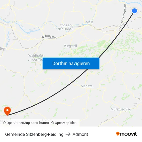 Gemeinde Sitzenberg-Reidling to Admont map