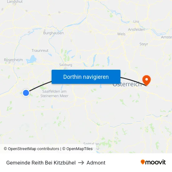 Gemeinde Reith Bei Kitzbühel to Admont map