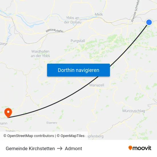 Gemeinde Kirchstetten to Admont map