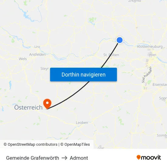Gemeinde Grafenwörth to Admont map