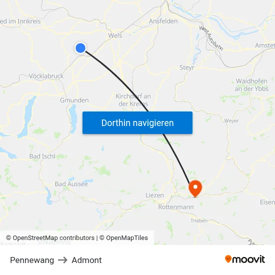 Pennewang to Admont map