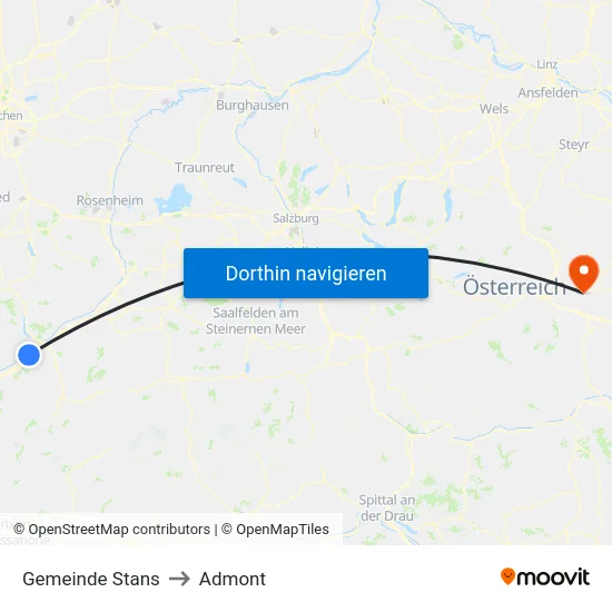 Gemeinde Stans to Admont map