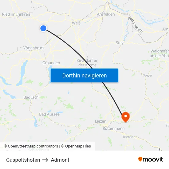 Gaspoltshofen to Admont map