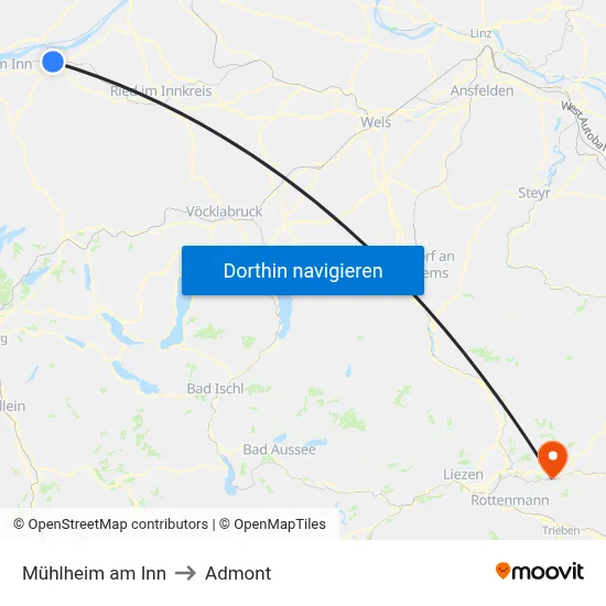 Mühlheim am Inn to Admont map