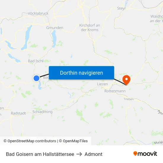 Bad Goisern am Hallstättersee to Admont map