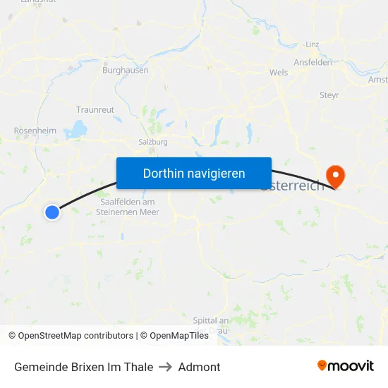 Gemeinde Brixen Im Thale to Admont map