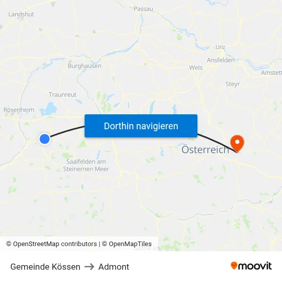 Gemeinde Kössen to Admont map