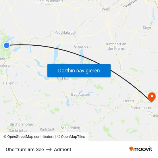 Obertrum am See to Admont map