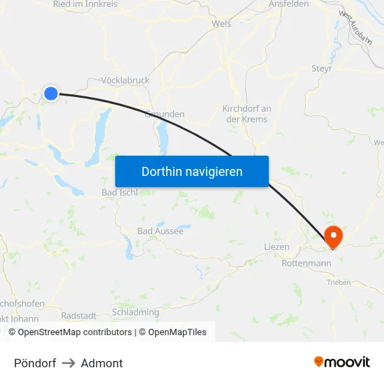 Pöndorf to Admont map
