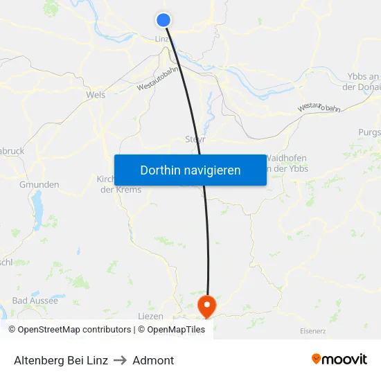 Altenberg Bei Linz to Admont map