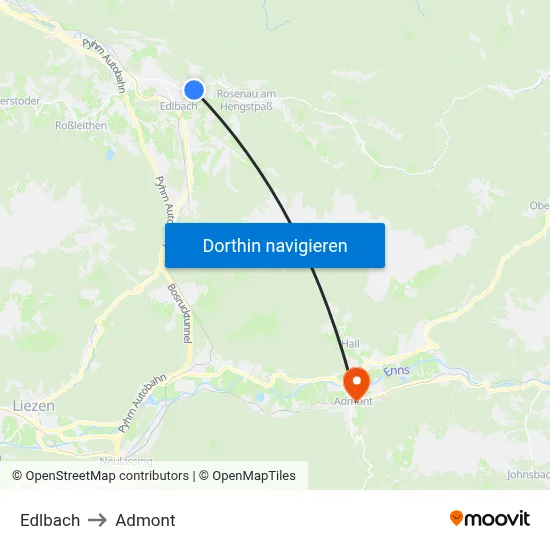 Edlbach to Admont map