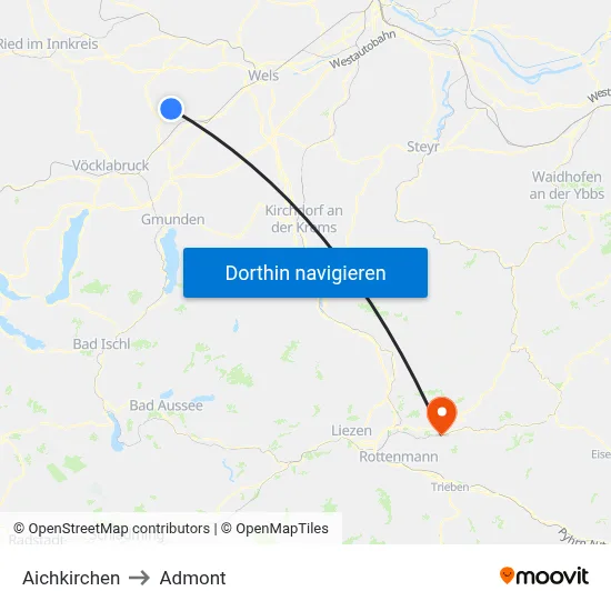 Aichkirchen to Admont map