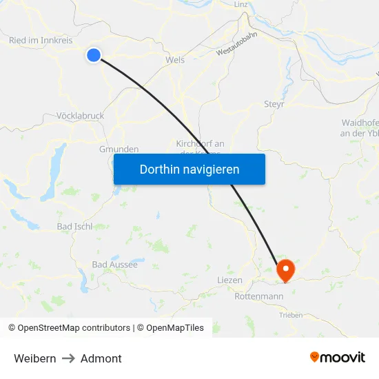 Weibern to Admont map