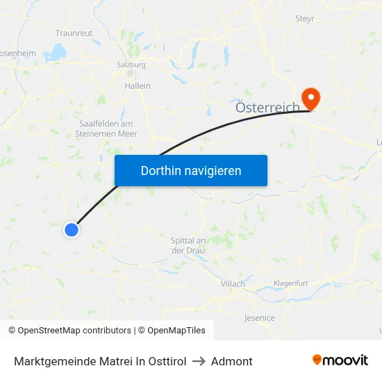 Marktgemeinde Matrei In Osttirol to Admont map
