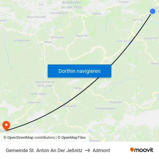 Gemeinde St. Anton An Der Jeßnitz to Admont map