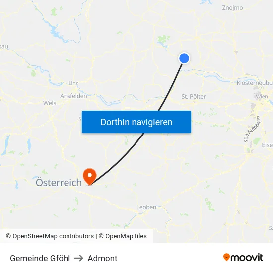 Gemeinde Gföhl to Admont map