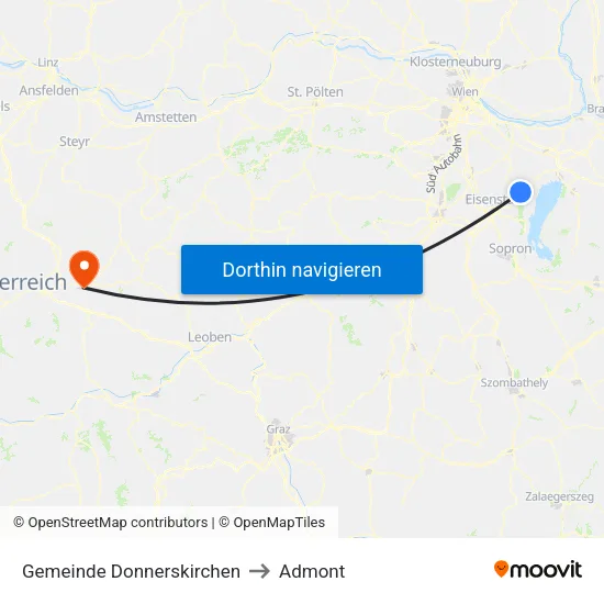 Gemeinde Donnerskirchen to Admont map
