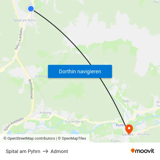 Spital am Pyhrn to Admont map