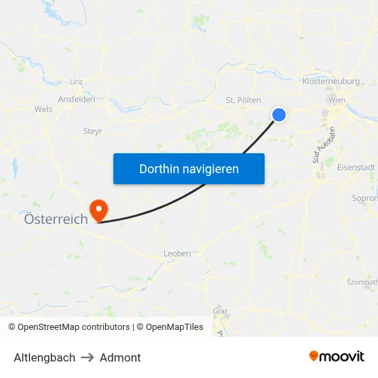 Altlengbach to Admont map