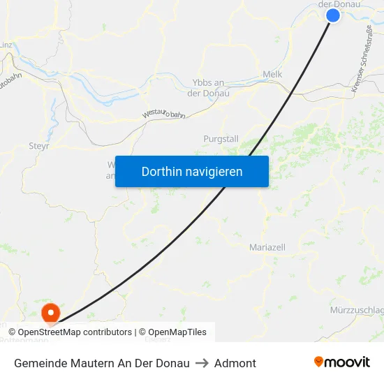 Gemeinde Mautern An Der Donau to Admont map