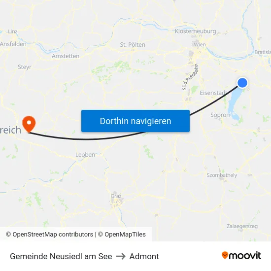 Gemeinde Neusiedl am See to Admont map